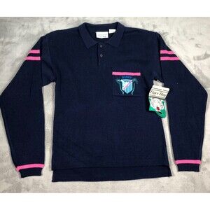 Sears Turtle Bay Sweater Womens Large Collar Acrylic Surf Retro 80s VINTAGE NEW